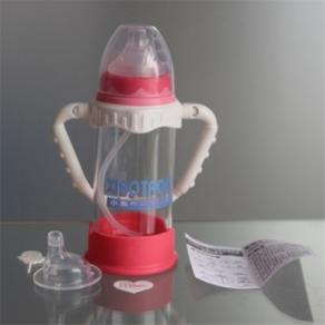 260MLwide neck anti-drop glass bottle with two shape nipples