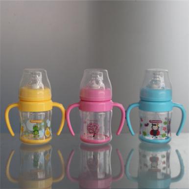 100ml wide neck glass bottle with PP cover baby bottle