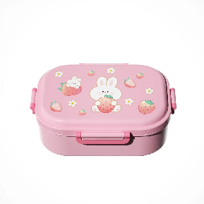 PP Rectangular lunch box with spoon and fork